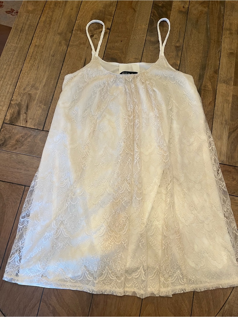 Boho Ivory Lace Mini Dress size Medium - Picture 11 of 12